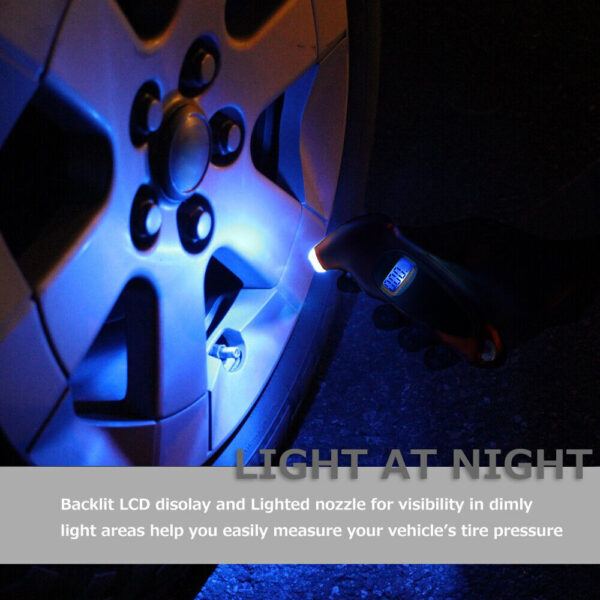Digital Tire Air Meter Pressure Gauge Backlight LCD