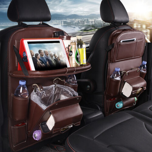 PU Leather Car Seat Back Storage Bag