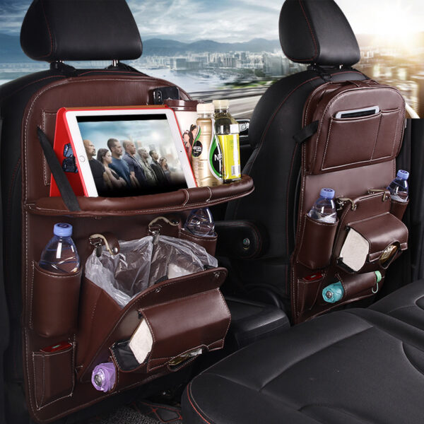 PU Leather Car Seat Back Storage Bag