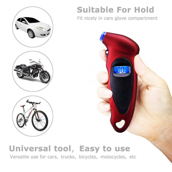 Digital Tire Air Meter Pressure Gauge Backlight LCD