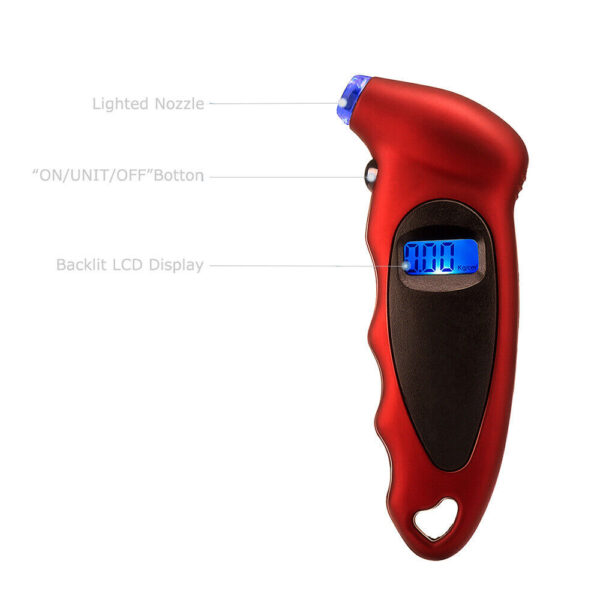 Digital Tire Air Meter Pressure Gauge Backlight LCD