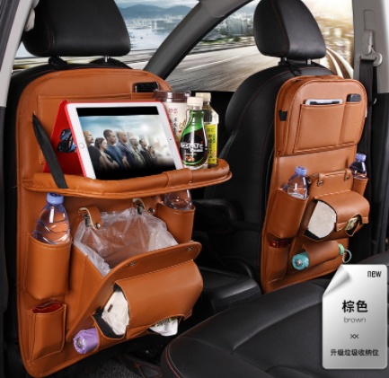 PU Leather Car Seat Back Storage Bag