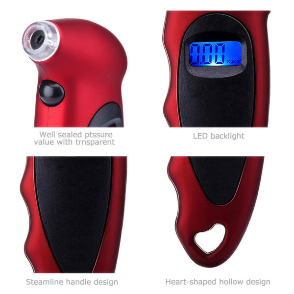 Digital Tire Air Meter Pressure Gauge Backlight LCD