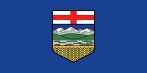 Alberta flag with coat of arms