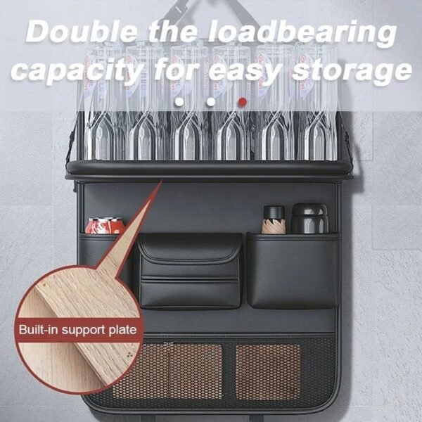 Car Back Seat Organizer With Foldable Table Tray PU Leather