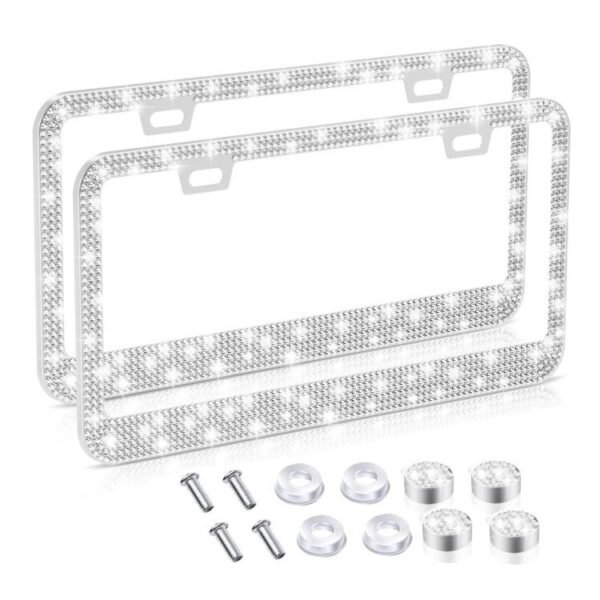 1b94d44d-6b9d-42e1-8836-98766375a223.jpg Diamond-studded Stainless Steel License Plate Frame