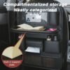 Car Back Seat Organizer With Foldable Table Tray PU Leather