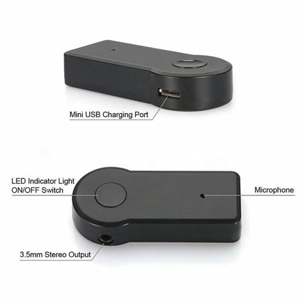 Car Bluetooth Music Receiver Universal 3.5mm Audio Adapter With Mic For Phone MP3