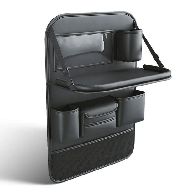 Car Back Seat Organizer With Foldable Table Tray PU Leather