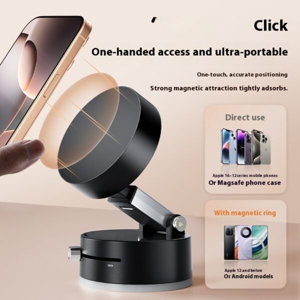 Magnetic Vacuum Car Smart Phone Holder Foldable Suction Cup