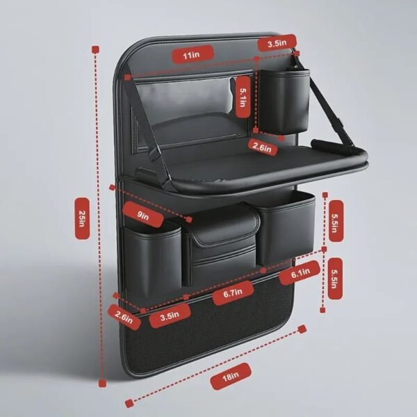 Car Back Seat Organizer With Foldable Table Tray PU Leather