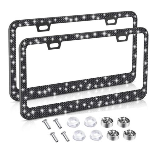 Diamond-studded Stainless Steel License Plate Frame