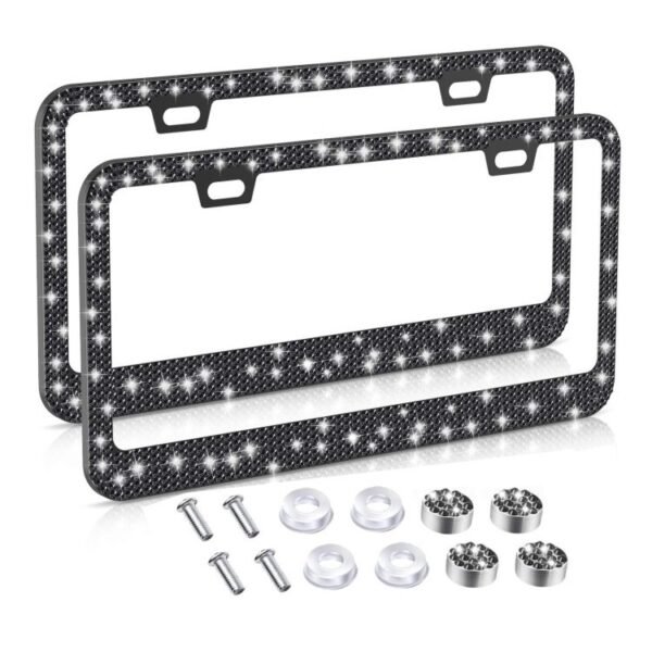 df7fda68-fdbd-4681-8ffa-acb1e0f1cb4e.jpg Diamond-studded Stainless Steel License Plate Frame