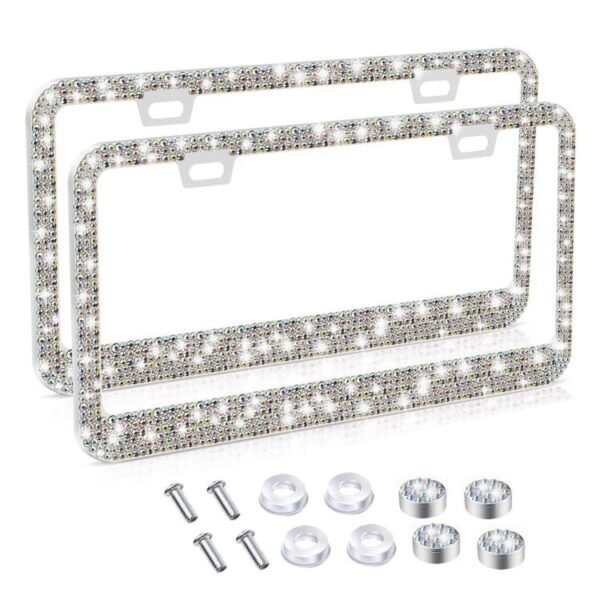 e063f007-237a-4a72-8c85-ac90034d9a52.jpg Diamond-studded Stainless Steel License Plate Frame